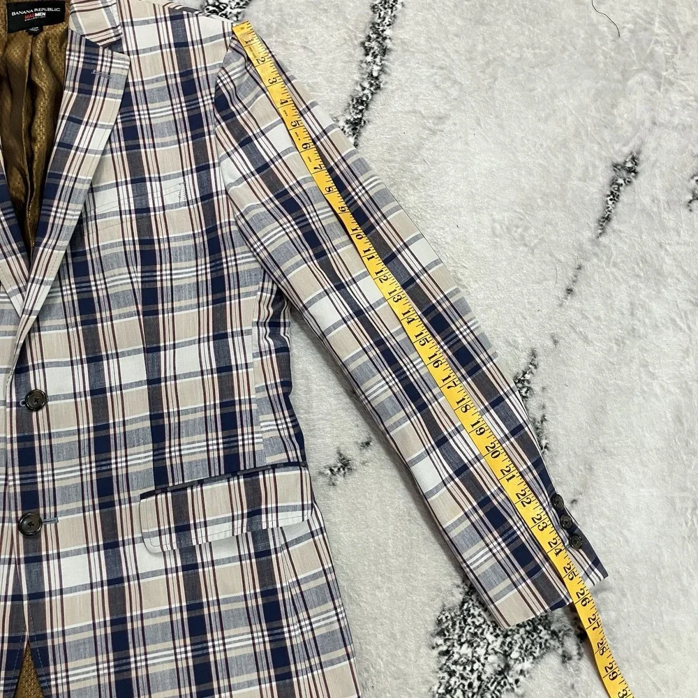 Banana Republic Mad Men Collection Mens 40R Plaid Two Button Blazer Sport Coat